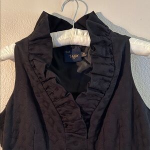 Taylor Black Sleeveless Ruffled Neck Dress